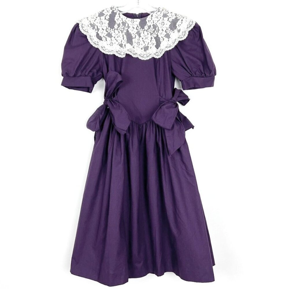 Vintage Jessica McClintock Gunne Sax Victorian Dress Lace Collar Kids Size 10